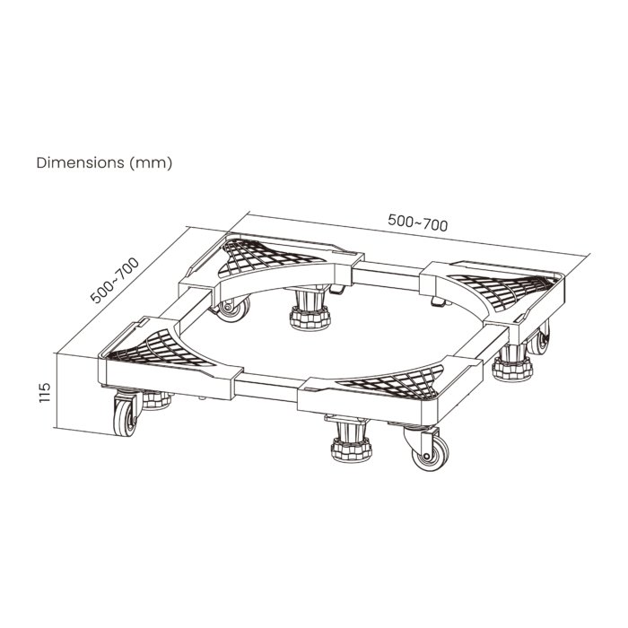 Adjustable Movable Base For Household Appliances (500mm-700mm) - Image 3